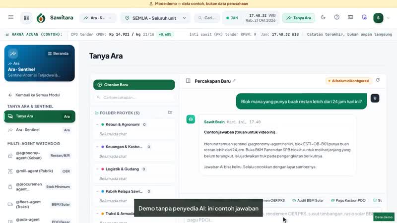 Cuplikan video tutorial Ara (AI Sawitara) · Sentinel & Tanya Ara