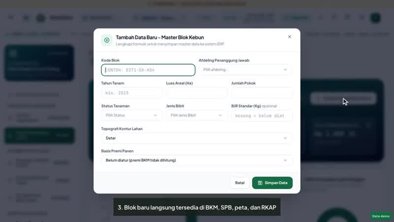 Cuplikan video tutorial Sawitara Core · Data Master