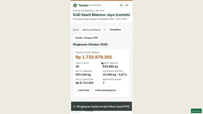 Cuplikan video tutorial Tandan by Sawitara · Harga TBS & Portal Petani