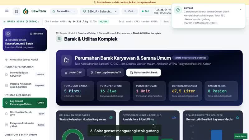 Cuplikan video tutorial Sawitara Estate · Sarana Umum & Barak